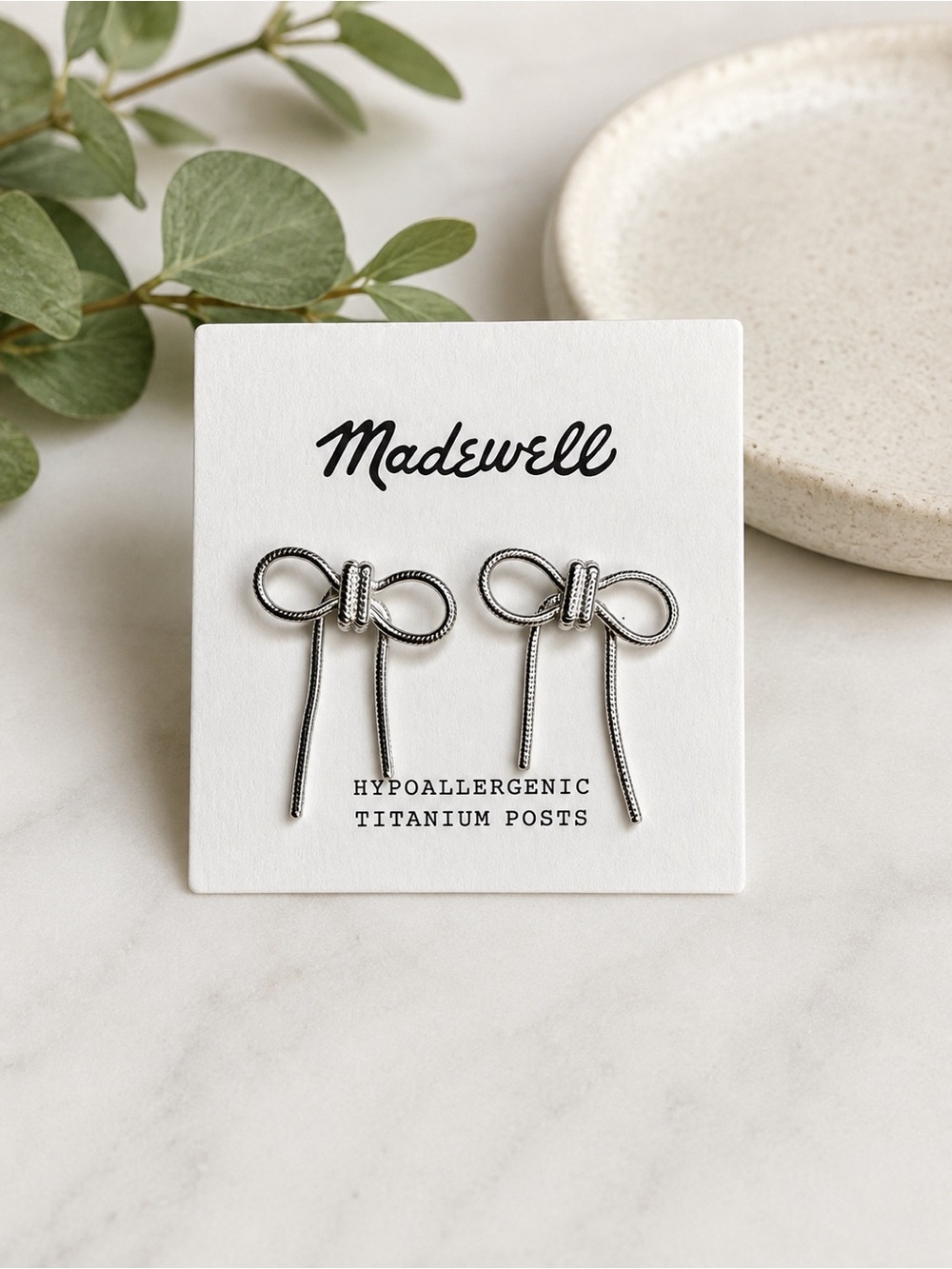 Madewell Silver Bow Earrings NWT